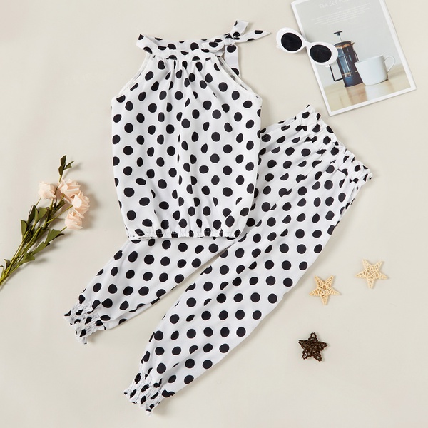 2-piece Trendy Polka Dots Top and Pants Sets
