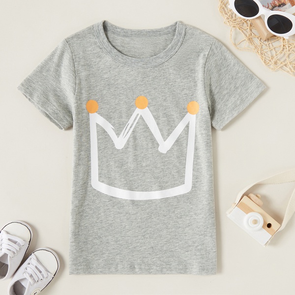 Fashionable Crown Print Short-sleeve Tees