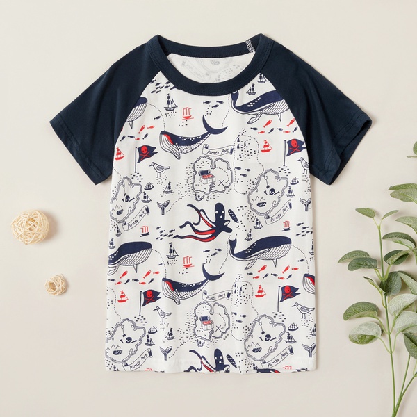 Trendy Cartoon Animal Colorblock Tee