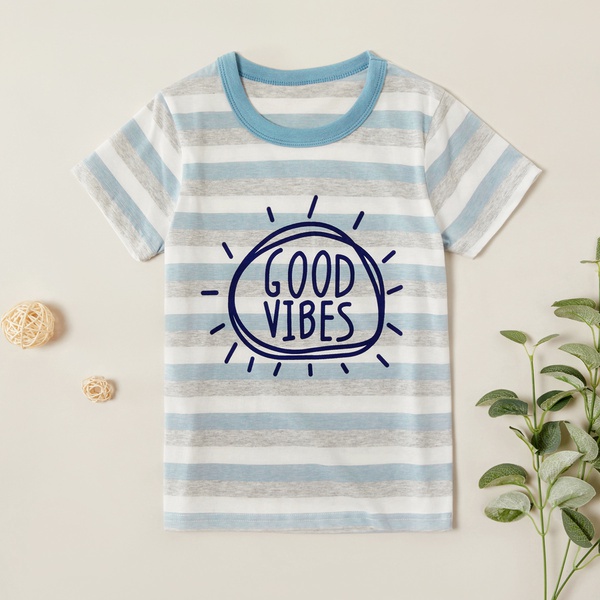 Fashionable Striped Letter Print Tee