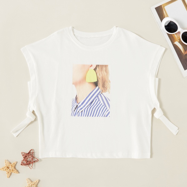 Fashionable Girl Print Loose Tee