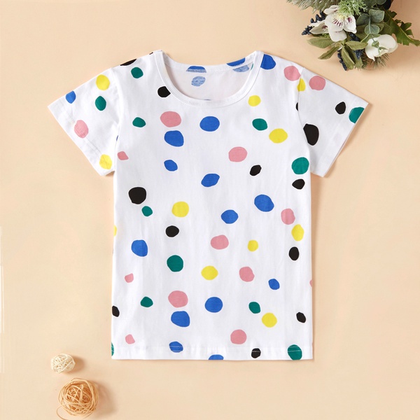 Fashionable Polka Dots Print Short-sleeve Tee