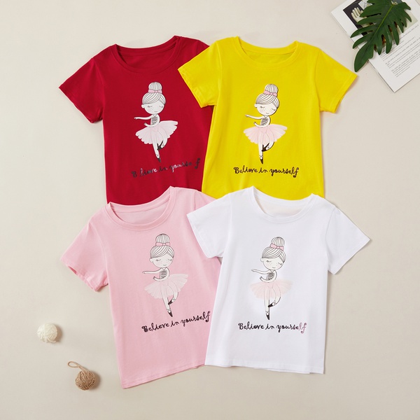 Fashionable Ballet Girl BELIEVE IN YOURSELF Print Tee