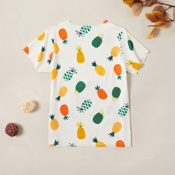 Casual Cartoon Fruit Pineapple Allover Short-sleeve Tee