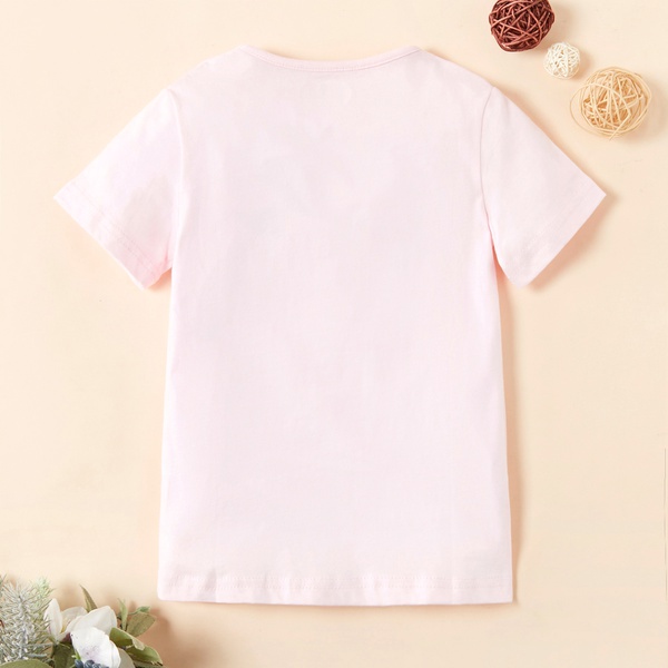 Casual Cartoon Dino Decor Short-sleeve Tee for Girl