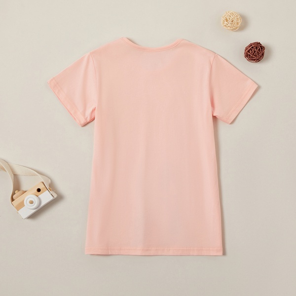 Stylish Flower Cartoon Cat Print Tee