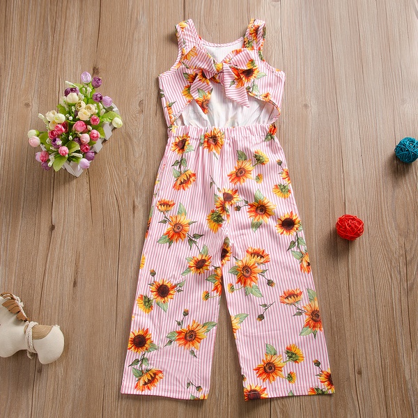 Baby / Toddler Girl Pretty Sunflower Print Striped Onesies