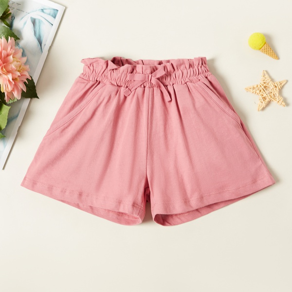 Baby / Toddler Girl Bowknot Flounced Decor Solid Shorts