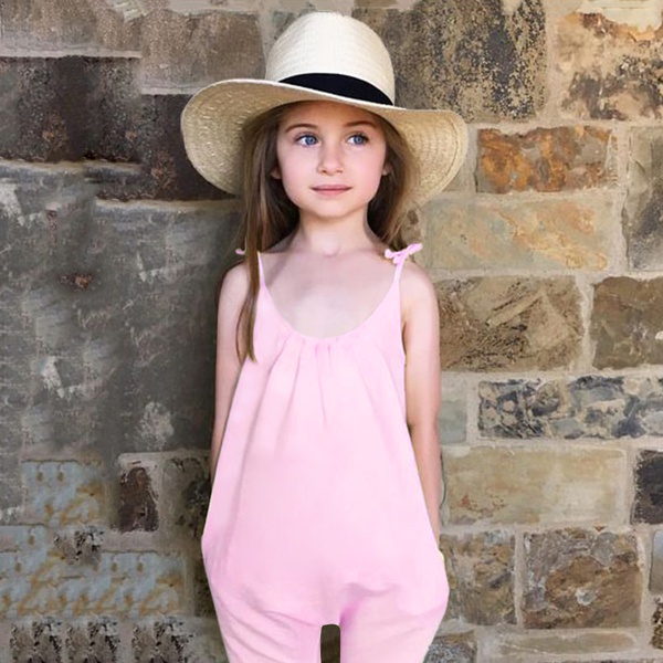 Toddler Girl Trendy Solid Strappy Onesies