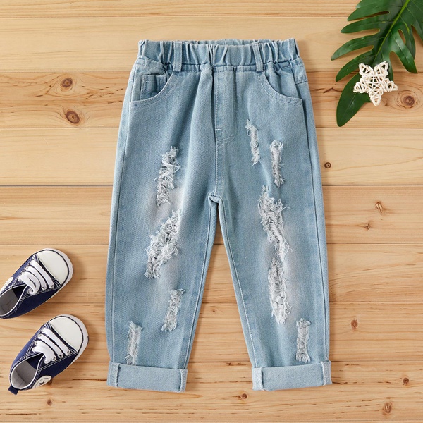 Baby/ Toddler Boy’s Ribbed Frayed Jeans