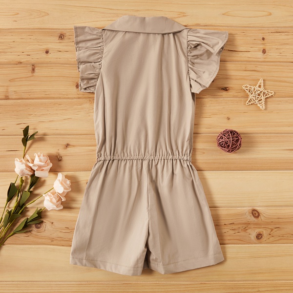 Baby / Toddler Girl Casual Solid Flutter-sleeve Jumpsuit