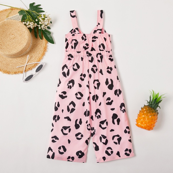 Toddler Girl Stylish Leopard Print Bowknot Jumpsuit