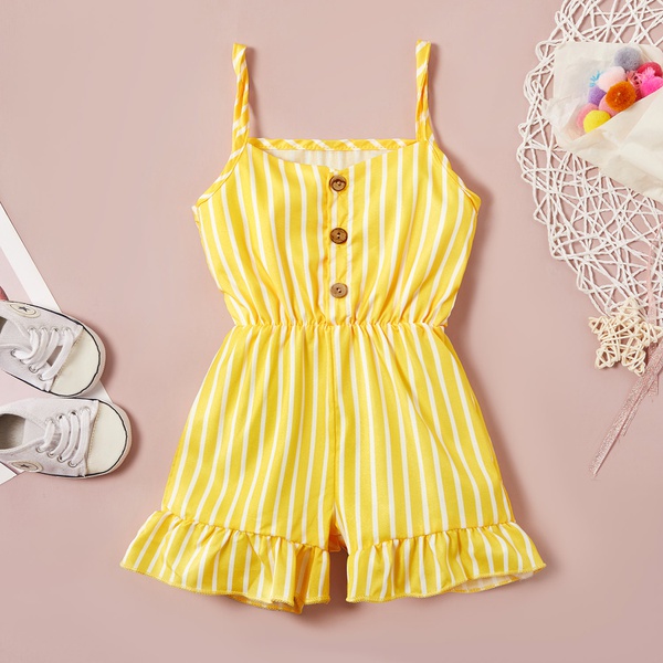Baby Girl Casual Striped Sling Onesies