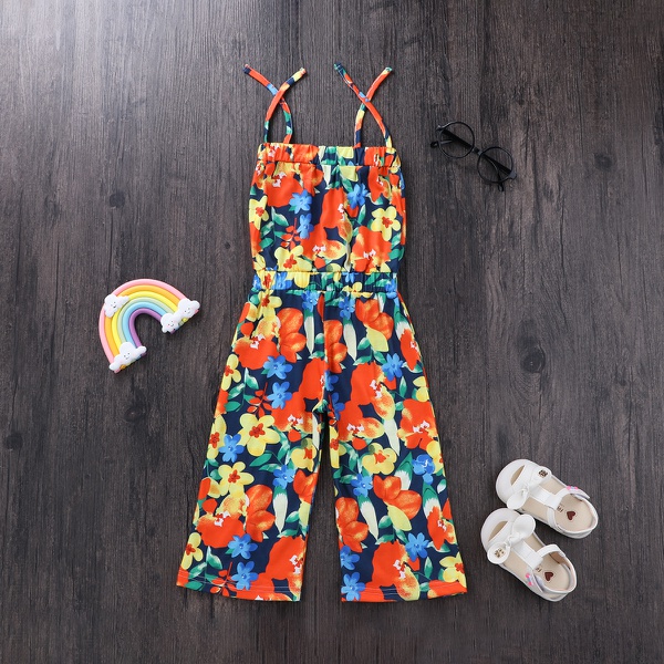 Baby / Toddler Girl Floral Print Suspender Jumpsuit