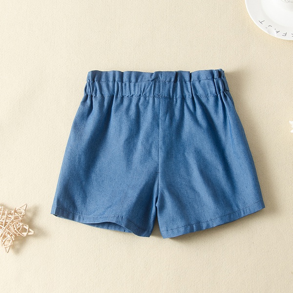 Baby / Toddler Girl Casual Solid Bowknot Decor Shorts
