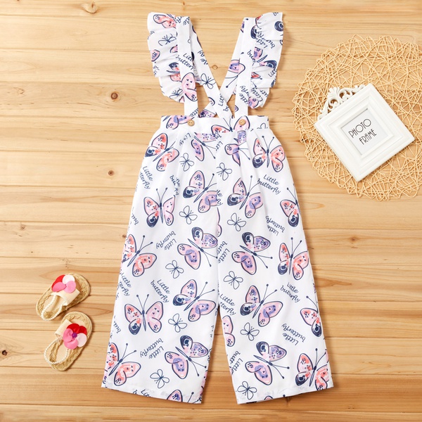 Toddler Girl Butterfly Print Flounced Belted Trouser