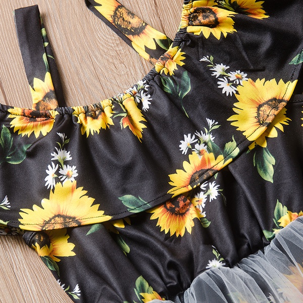 Baby / Toddler Girl Pretty Sunflower Allover Tulle Jumpsuit