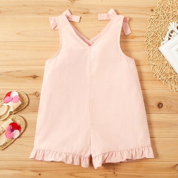 Toddler Girl Bowknot Butterfly Print Flounced Sleeveless Jumpsuit