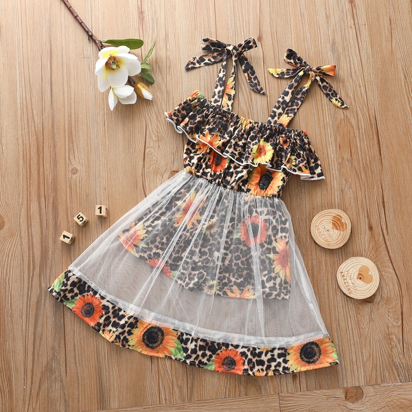 Baby / Toddler Girl Pretty Sunflower Allover Tulle Jumpsuits