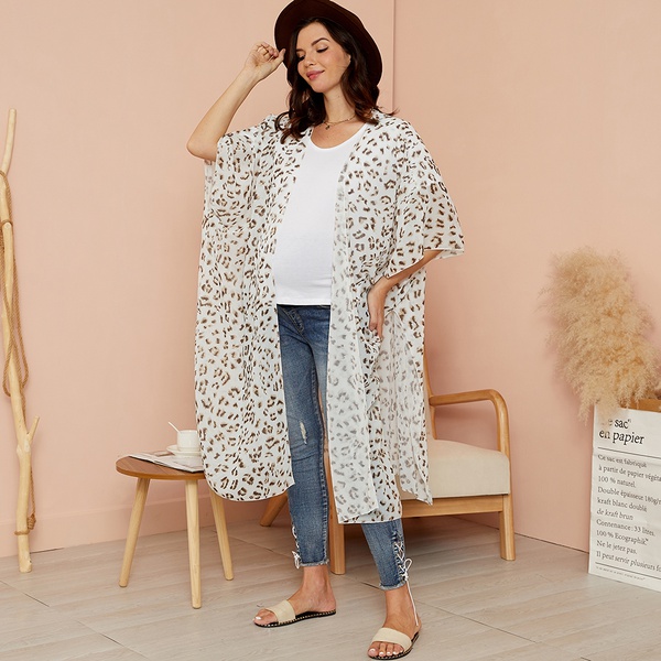 Maternity Leopard full print White Coat
