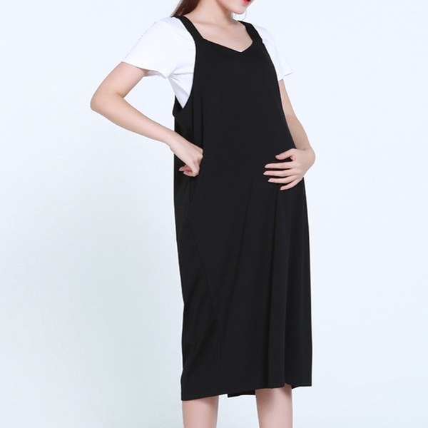Casual Solid Maternity Strap Dress