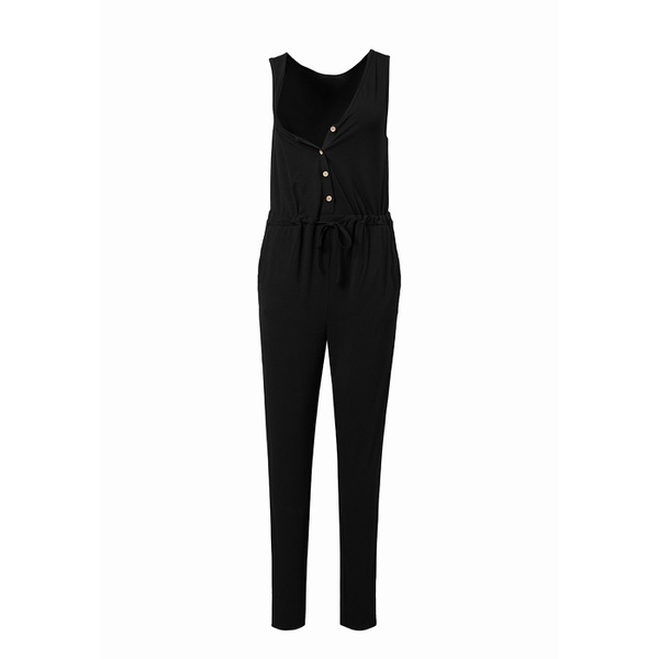 Maternity casual Plain Black Suspender pants