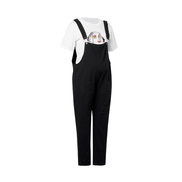 Maternity casual Plain Black Jumpsuits