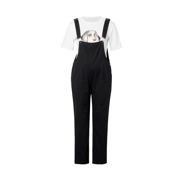 Maternity casual Plain Black Jumpsuits