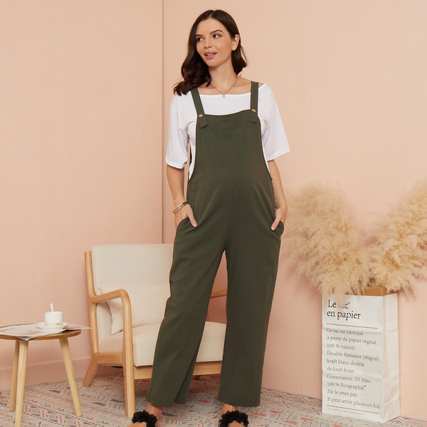 Maternity casual Plain Suspender pants