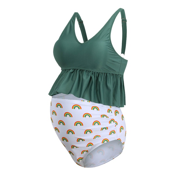 Sassy Print Ruffle Maternity Two-piece Swimsuit