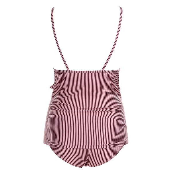 Pretty Flounced Striped Maternity Two-piece Swimsuit