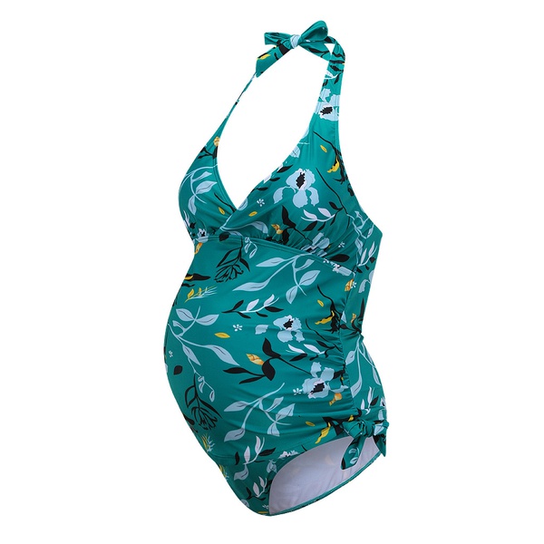 Trendy Floral Print Halter Maternity Two-piece Swimsuit