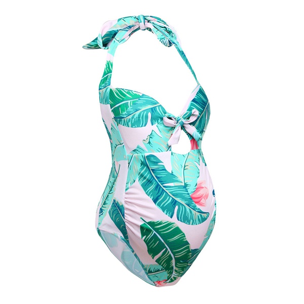 Snappy Printed Halter Maternity One-piece Swimsuit