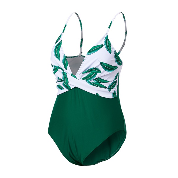 Maternity 1pcs Floral Color block Green one piece
