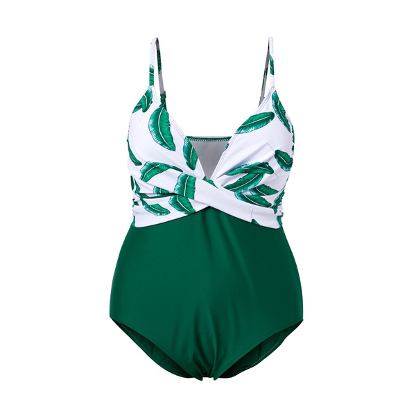 Maternity 1pcs Floral Color block Green one piece
