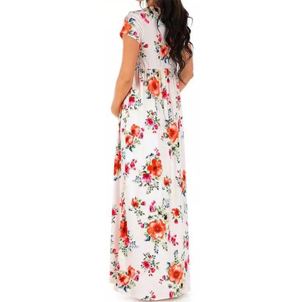 Pretty Allover Short-sleeve Maternity Maxi Dress