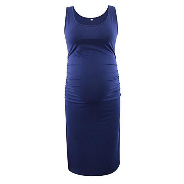 Pretty Solid Sleeveless Maternity Dress