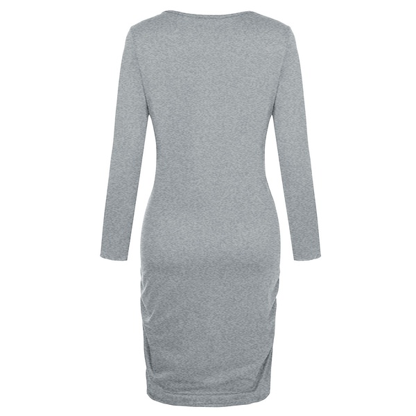 Maternity Round collar Plain Knee length H Long-sleeve Dress