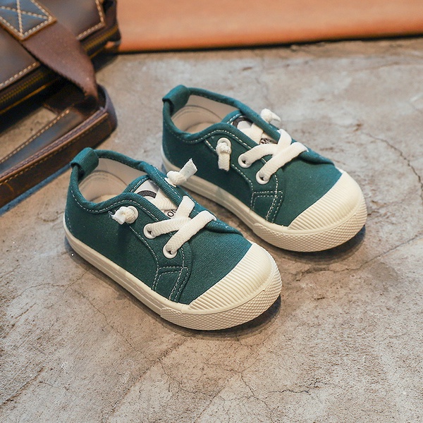 Toddler / kids Causal Lace-up Solid Canvas Shoes