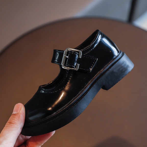 Toddler / Kid Girl Solid Buckle Leather Shoes