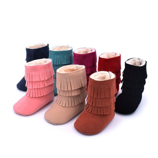 Baby / Toddler Fashionable Solid Fringed Prewalker Ankle Boots