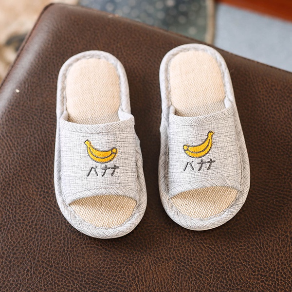 Kids Embroidered Letter Solid Household Slippers