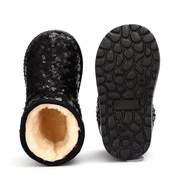 Toddler / Kid Sequined Solid Fluff Snow Boots