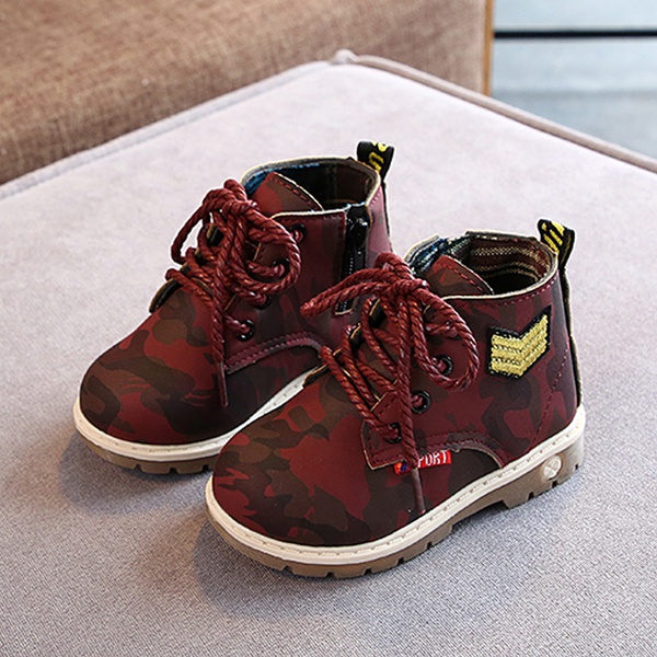 Toddler / Kid Camouflage Lace-up High-top Leather Boots