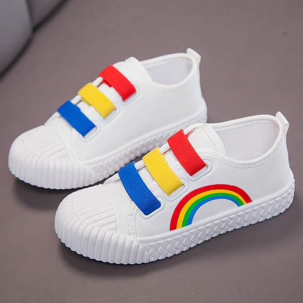 Kids Rainbow Lace-up Canvas Shoes