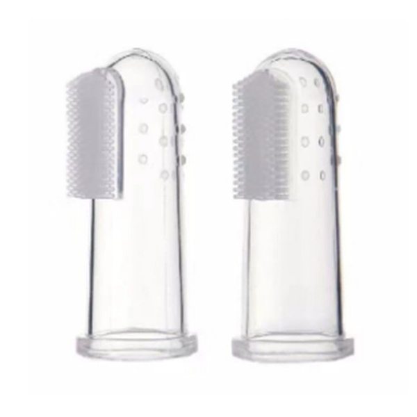 2 PCS Pet double toothbrush with silicone finger (also suitable for babies)
