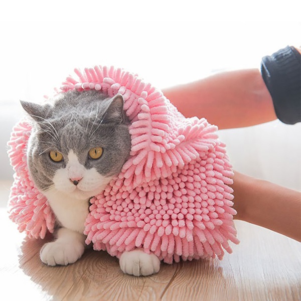 Cat absorbent towel large pet dog bath towel quick-drying chenille towel