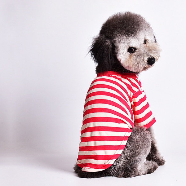 Pet Cotton Stripe Thin Short Sleeves