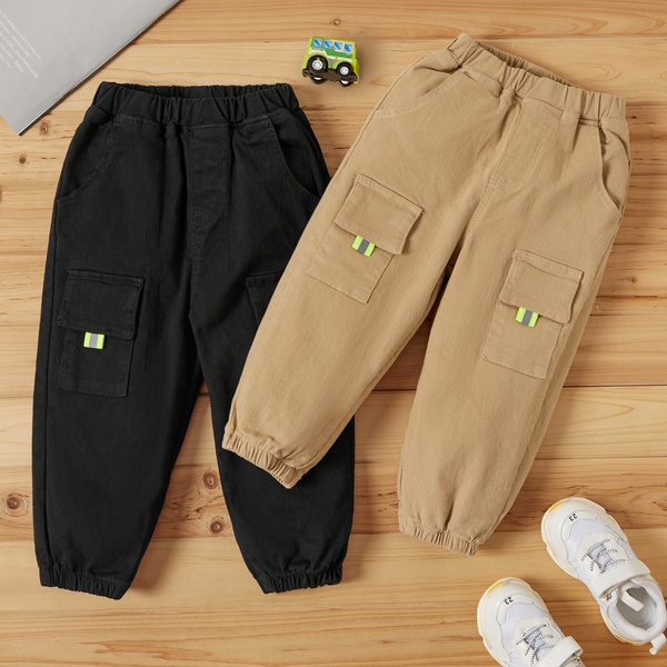 Toddler Boy Solid Striped Pocket Casual Pants