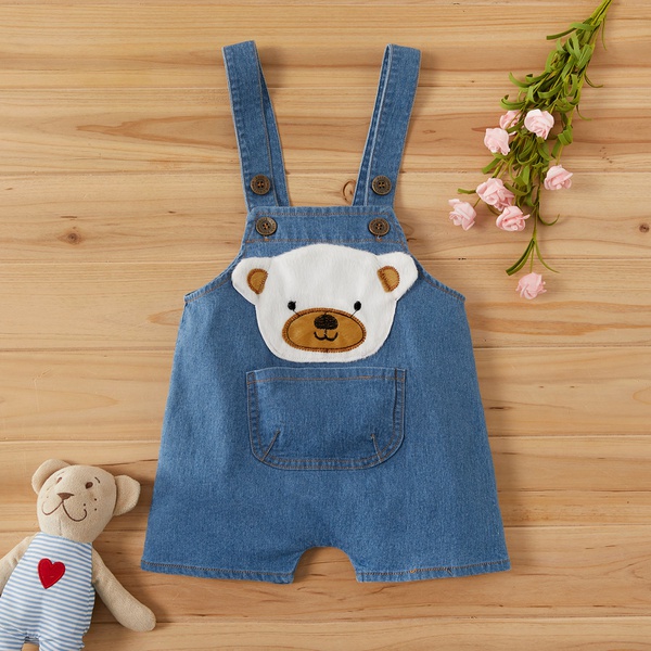 Baby / Toddler Boy Animal Raccoon Embroidered Denim Overalls